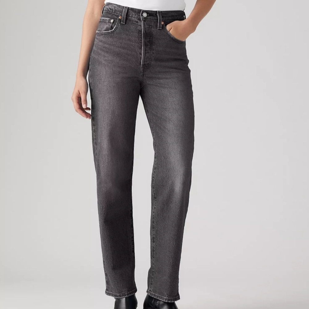 Levis Ribcage Straight Ankle Women's Jeans Size 28 Well Worn Black